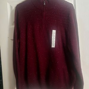 Mens Pullover Zip neck Sweater Size XL